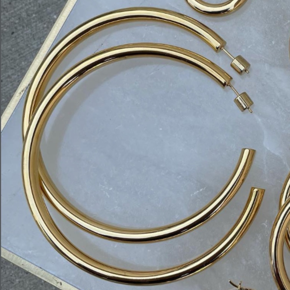 Marrin Costello 3" Michaela Gold Hoops - Picture 4 of 8